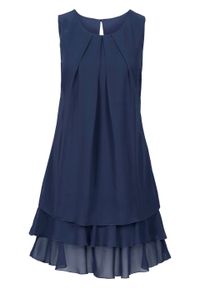Sukienka szyfonowa bonprix ciemnoniebieski. Kolor: niebieski. Materiał: szyfon #1