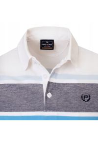 Męska Koszulka Polo - Pako Jeans - Biała, Pasy. Okazja: na co dzień. Typ kołnierza: polo. Kolor: biały. Materiał: bawełna. Wzór: prążki, paski. Styl: casual #3