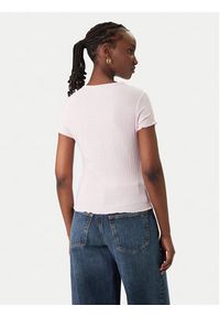 Tommy Jeans T-Shirt Smock Seersucker DW0DW22219 Różowy Slim Fit. Kolor: różowy. Materiał: syntetyk #4