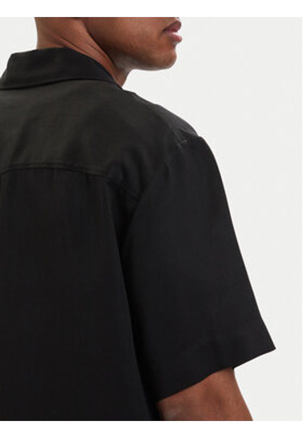 Hugo - HUGO Koszula Espino 50560593 Czarny Oversize. Kolor: czarny. Materiał: lyocell