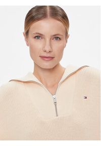 TOMMY HILFIGER - Tommy Hilfiger Sweter Co Cardi Stitch 1/2 Zip Swt WW0WW42420 Żółty Regular Fit. Kolor: żółty. Materiał: bawełna #4