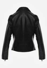 Born2be - Czarna Kurtka Ramoneska o Taliowanym Kroju z Suwakami przy Rękawach Harirra. Okazja: na co dzień. Kolor: czarny. Materiał: poliester, skóra, jeans. Styl: casual, elegancki, klasyczny #7