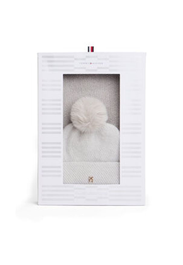 TOMMY HILFIGER - Tommy Hilfiger Zestaw Szalik i Czapka Pom Pom AW0AW17995 Beżowy. Kolor: beżowy. Materiał: poliester