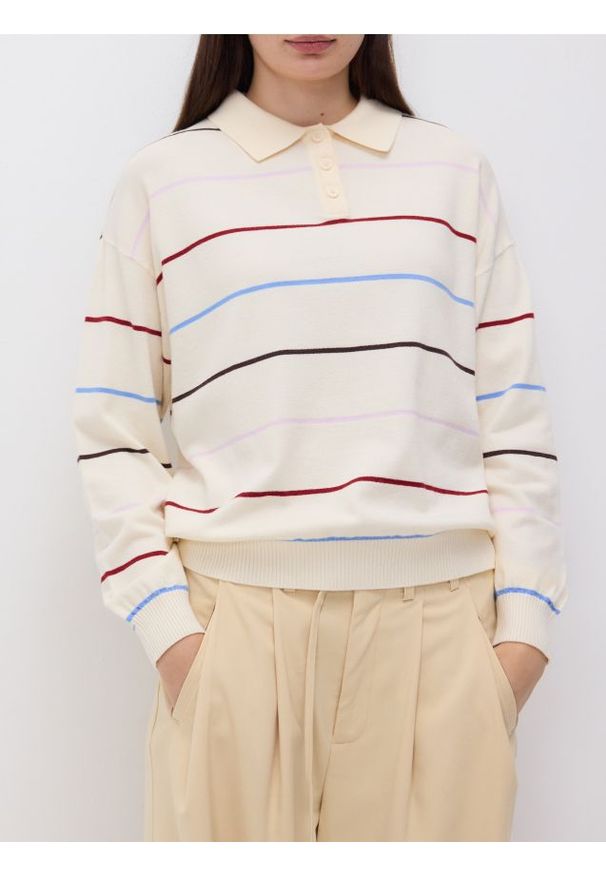 Reserved - Sweter z kołnierzykiem - wielobarwny. Materiał: wiskoza, dzianina