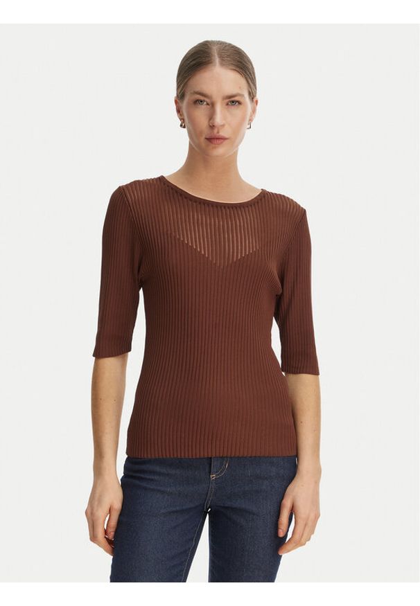 Rinascimento Bluzka CFM0012240003 Brązowy Slim Fit. Kolor: brązowy. Materiał: syntetyk