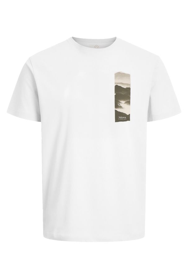 Volcano - Bawełniany t-shirt T-SIDE. Kolor: kremowy. Materiał: bawełna. Długość rękawa: krótki rękaw. Długość: krótkie. Wzór: nadruk, jednolity. Styl: klasyczny