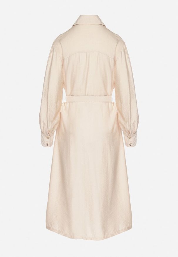 Born2be - Beżowa Wiskozowa Sukienka o Koszulowym Kroju z Paskiem z Klamrą i Kieszeniami Lisavianna. Okazja: na co dzień, do pracy, na spotkanie biznesowe. Kolor: beżowy. Materiał: wiskoza. Długość rękawa: długi rękaw. Typ sukienki: koszulowe. Styl: biznesowy, klasyczny, casual, elegancki