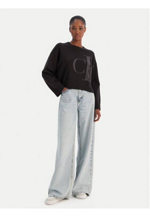 Calvin Klein Jeans Sweter Smooth LV047E304G Czarny Regular Fit. Kolor: czarny. Materiał: bawełna