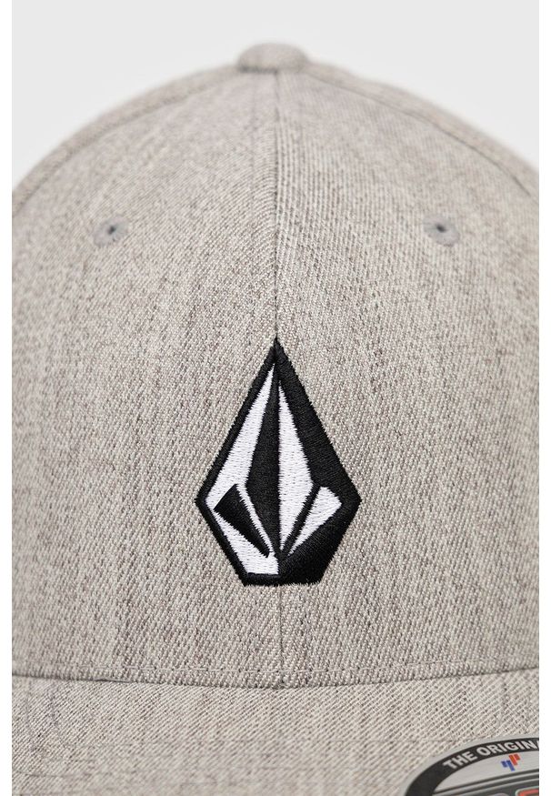 Volcom czapka z wełną kolor szary z aplikacją. Kolor: szary. Materiał: wełna. Wzór: aplikacja