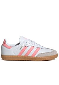 Adidas - Buty adidas Originals Samba OG J JP5480 - białe. Okazja: na co dzień. Zapięcie: sznurówki. Kolor: biały. Materiał: guma, zamsz, skóra, syntetyk. Szerokość cholewki: normalna