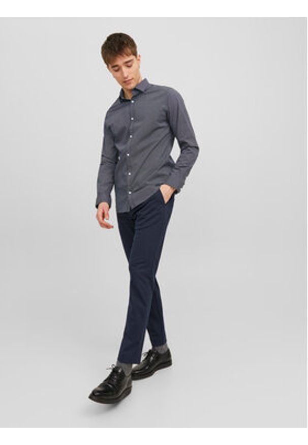 Jack & Jones - Jack&Jones Chinosy Marco 12237523 Granatowy Slim Fit. Kolor: niebieski. Materiał: syntetyk