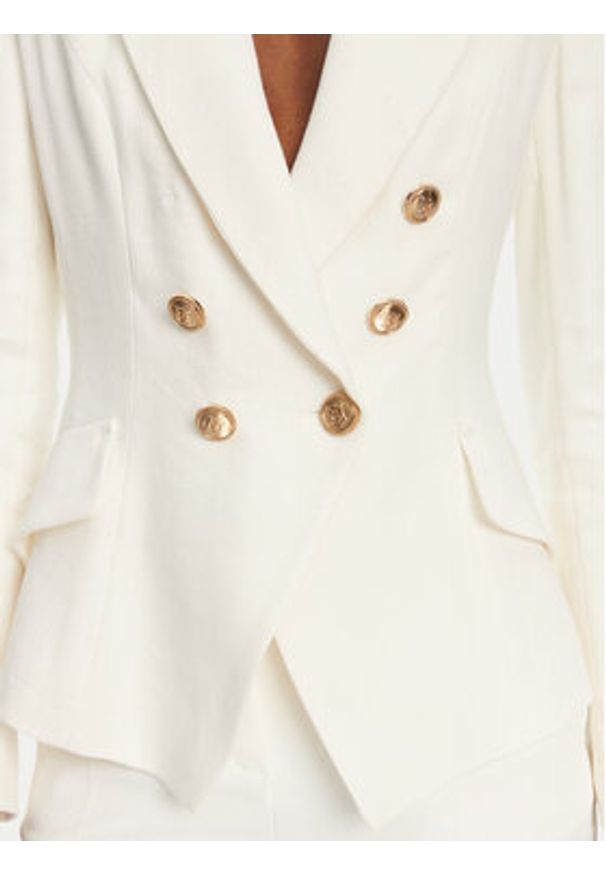 Elisabetta Franchi Marynarka GI-162-52E2-V760 Biały Regular Fit. Kolor: biały. Materiał: wiskoza