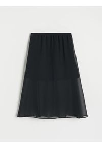 Reserved - Spódnica midi - czarny. Kolor: czarny. Materiał: tkanina. Typ sukienki: trapezowe. Długość: midi