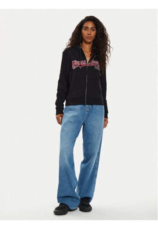 Guess Jeans Bluza W4BQ03 KC811 Czarny Regular Fit. Kolor: czarny. Materiał: bawełna