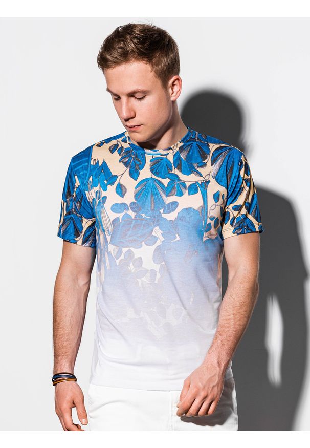 Żółty t-shirt Ombre Clothing z nadrukiem