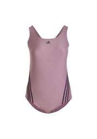 Adidas - 3-Stripes Swim Suit (Plus Size). Kolekcja: plus size. Kolor: fioletowy, czarny, wielokolorowy. Długość: długie #2