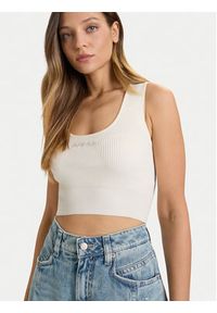 Guess Top V5BP05 Z3JD2 Beżowy Slim Fit. Kolor: beżowy. Materiał: syntetyk #3