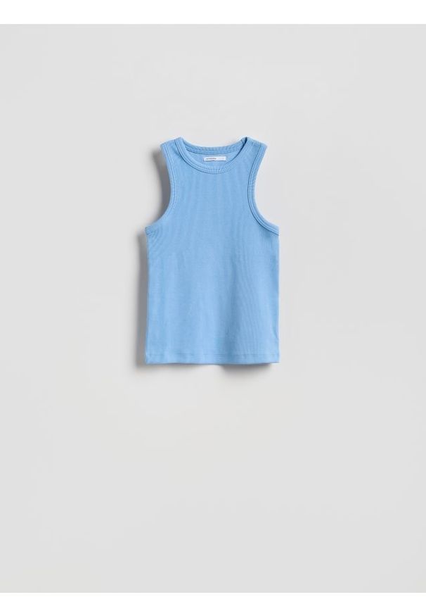Reserved - Bawełniany top - jasnoniebieski. Kolor: niebieski. Materiał: bawełna
