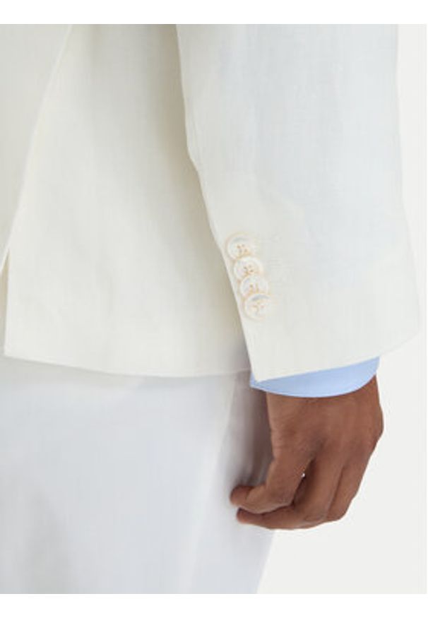 BOSS Marynarka Hutson Peak 262 50561857 Biały Slim Fit. Kolor: biały. Materiał: len