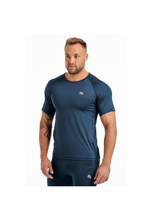 ROUGH RADICAL - Koszulka fitness szybkoschnąca męska Rough Radical Vital Zip. Kolor: wielokolorowy, niebieski, zielony. Sport: fitness