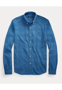 Ralph Lauren - RALPH LAUREN - Niebieska koszula Featherweight Mesh Custom Fit. Typ kołnierza: polo. Kolor: niebieski. Materiał: mesh. Długość rękawa: długi rękaw. Długość: długie. Wzór: haft #2