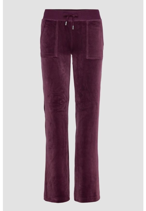 Juicy Couture - JUICY COUTURE Śliwkowe damskie spodnie welurowe Del Ray Pocket Pant, Rozmiar XS. Kolor: fioletowy. Materiał: welur