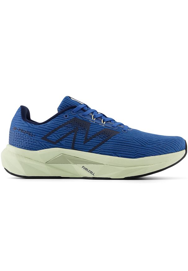 Buty męskie New Balance FuelCell Propel v5 MFCPRCN5 – niebieskie. Okazja: na co dzień. Kolor: niebieski. Materiał: materiał, syntetyk, guma. Szerokość cholewki: normalna. Sport: fitness, bieganie