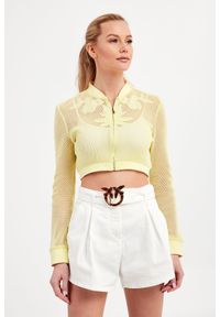 Pinko - Bluza damska Querceto PINKO. Typ kołnierza: kołnierzyk stójkowy, kaptur. Wzór: ażurowy, kwiaty, haft #4