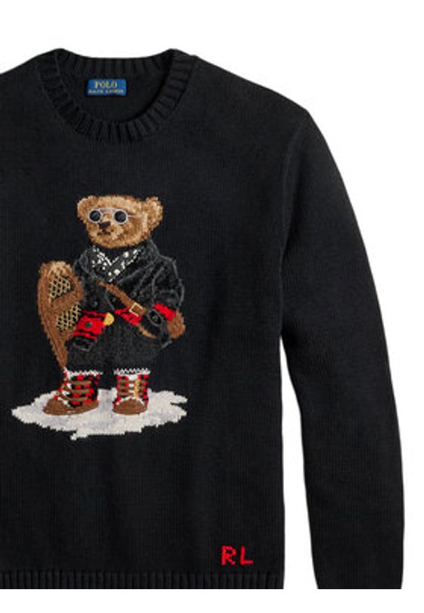 Polo Ralph Lauren Sweter 710982140001 Czarny Regular Fit. Typ kołnierza: polo. Kolor: czarny. Materiał: bawełna
