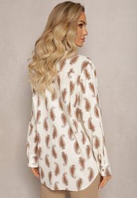 Renee - Beżowo-Brązowa Bawełniana Koszula z Drobnym Wzorem Paisley Kaisleigh. Kolor: beżowy. Materiał: bawełna. Wzór: paisley. Styl: klasyczny #5