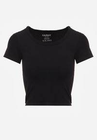 Born2be - Czarny Gładki T-shirt o Krótszym Kroju Errora. Okazja: na co dzień. Kolor: czarny. Materiał: materiał, jeans. Długość: krótkie. Wzór: gładki. Styl: casual #4