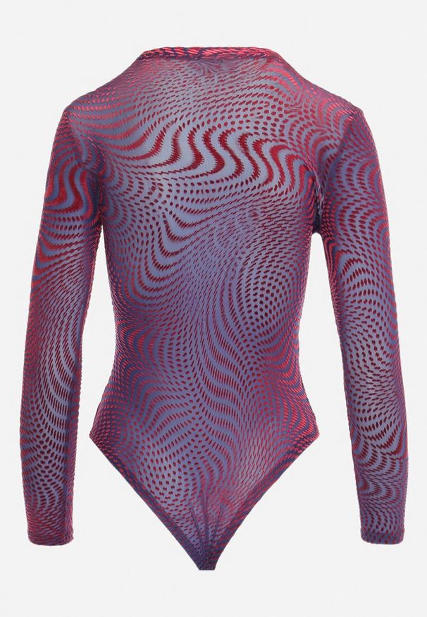 Born2be - Niebiesko-Fioletowe Body z Długim Rękawem z Prześwitującego Materiału Levira. Kolor: niebieski. Materiał: materiał. Długość rękawa: długi rękaw. Długość: długie