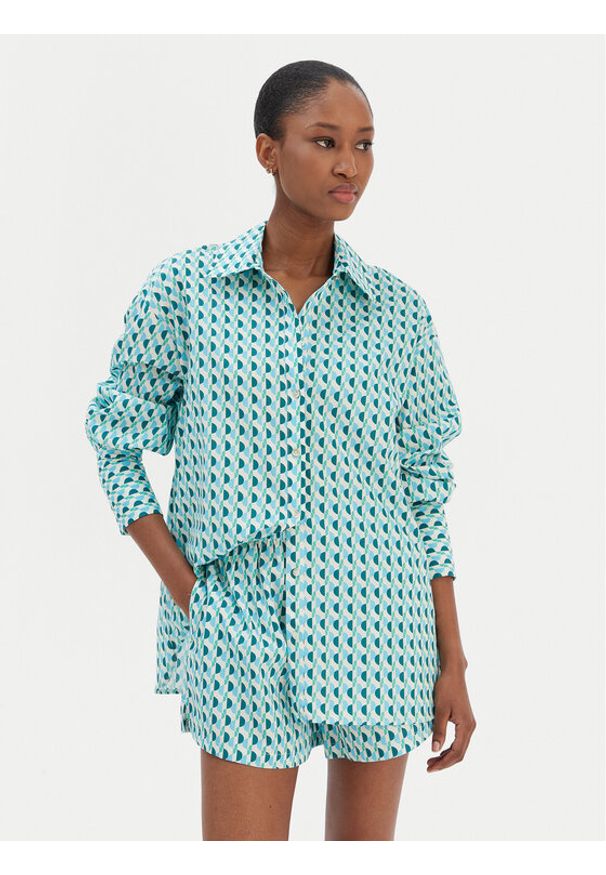 Seafolly Koszula Sorrento 55575-TO Zielony Oversize. Kolor: zielony. Materiał: bawełna