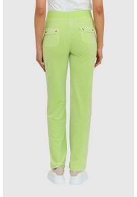 Juicy Couture - JUICY COUTURE Klasyczne welurowe spodnie dresowe damskie del ray w jasnozielonym kolorze, Rozmiar S. Kolor: zielony. Materiał: dresówka, welur #5