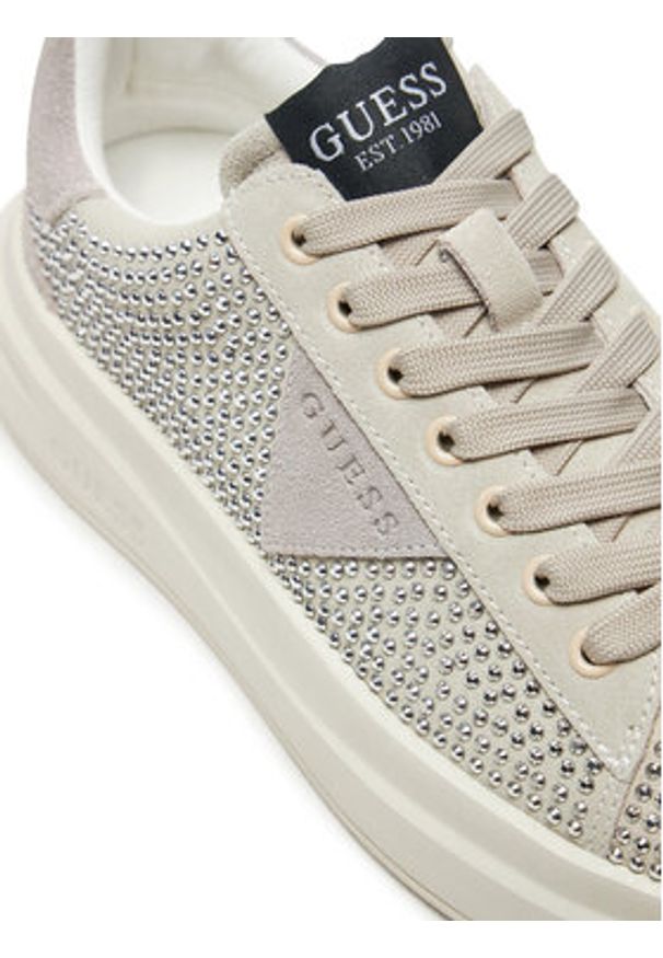 Guess Sneakersy FLPELB SUE12 Beżowy. Kolor: beżowy. Materiał: zamsz, skóra