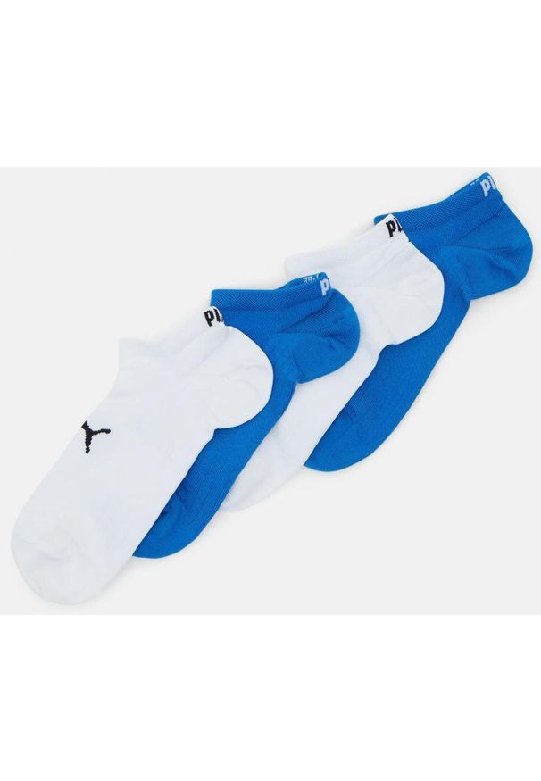 Puma - PUMA Skarpetki sportowe - 4 pakowanie niebiesko-białe. Kolor: niebieski. Materiał: elastan, poliamid, bawełna