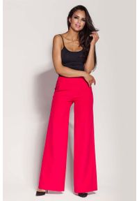 Dursi - Malinowe Spodnie z Szerokimi Nogawkami. Kolor: różowy. Materiał: poliester, elastan #1