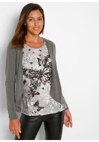 bonprix - Shirt 2 w 1 z nadrukiem. Kolor: szary. Wzór: nadruk #1