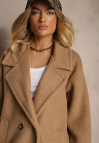 Renee - Brązowy Dwurzędowy Płaszcz Oversize z Wełną Spolete. Kolor: brązowy. Materiał: wełna. Styl: elegancki #5