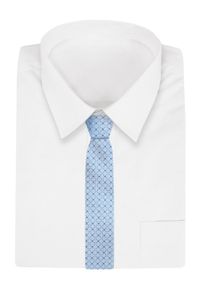 Klasyczny Krawat, Niebieski, Błękitny w Kratkę, Męski, 7cm -Angelo di Monti. Kolor: niebieski. Materiał: tkanina. Wzór: kratka. Styl: klasyczny