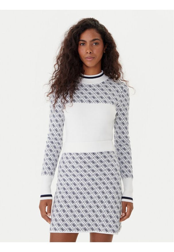 Guess Sweter W5BR24 Z3JD2 Écru Slim Fit. Materiał: syntetyk