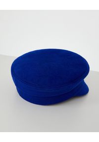 RUSLAN BAGINSKIY - Niebieski kaszkiet z kryształami. Kolor: niebieski. Materiał: wełna. Wzór: aplikacja #2