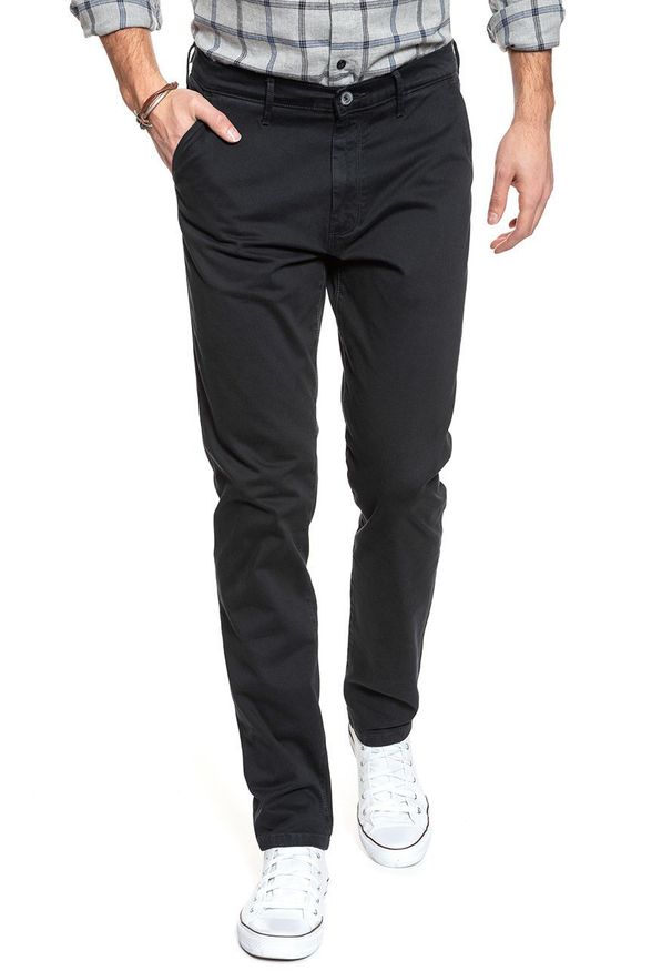 Wrangler - WRANGLER SPODNIE MĘSKIE CHINO DARK NAVY W16LA1XAE 112127300. Materiał: materiał