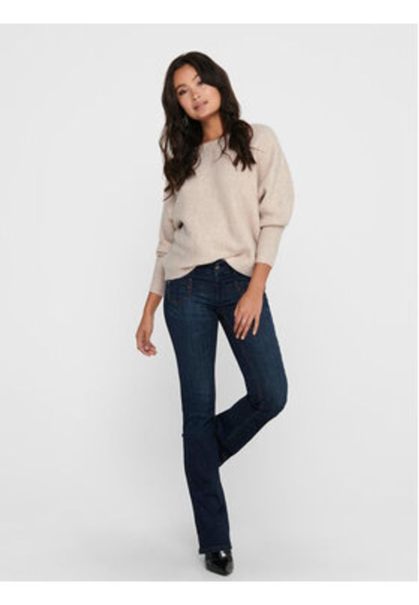 only - ONLY Sweter 15168705 Beżowy Regular Fit. Kolor: beżowy. Materiał: syntetyk