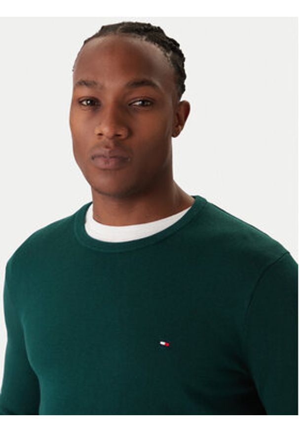 TOMMY HILFIGER - Tommy Hilfiger Sweter Essential Ssnl MW0MW39999 Zielony Regular Fit. Kolor: zielony. Materiał: bawełna