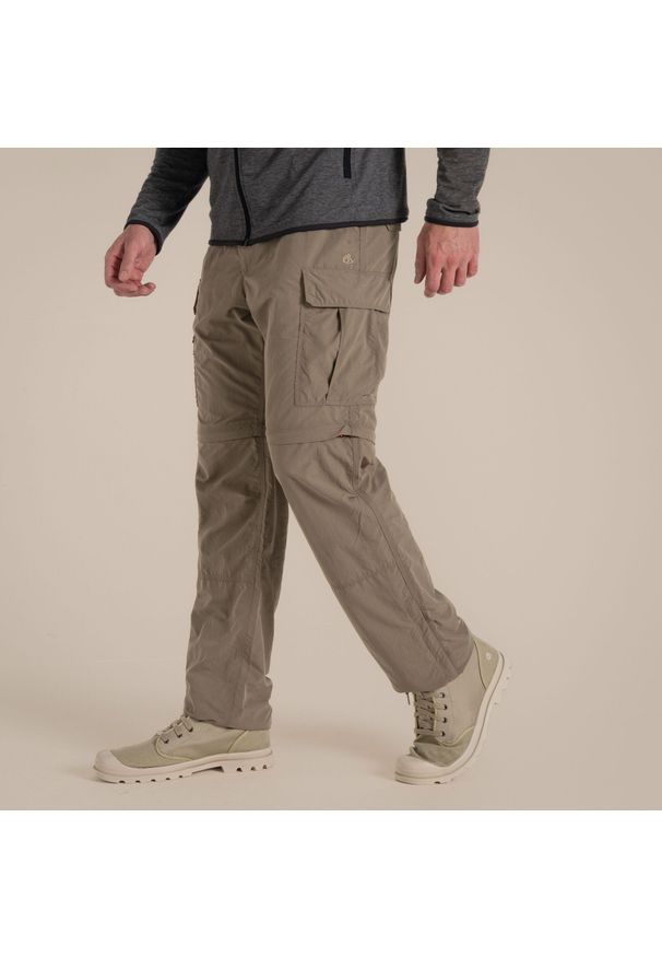 CRAGHOPPERS - Spodnie cargo Craghoppers NosiLife Convertible III. Kolor: brązowy. Długość: długie