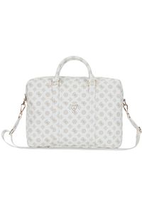 Bag Guess 4G Peony Front Pocket Zipper Triangle Logo 16" white