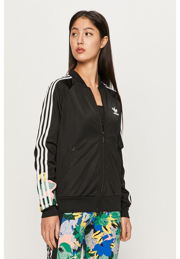 adidas Originals - Bluza. Okazja: na co dzień. Typ kołnierza: bez kaptura. Kolor: czarny. Materiał: poliester, dzianina. Długość rękawa: raglanowy rękaw. Styl: casual