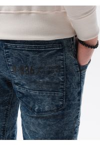 Ombre Clothing - Spodnie męskie marmurkowe JOGGERY z przeszyciami - niebieskie V1 OM-PADJ-0108 - XXL. Kolor: niebieski. Materiał: jeans, bawełna, poliester #7