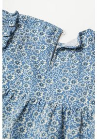Mango Kids - Sukienka dziecięca VIVIAN. Kolor: niebieski. Materiał: tkanina, bawełna. Długość rękawa: krótki rękaw. Wzór: kwiaty. Typ sukienki: rozkloszowane. Długość: mini #3
